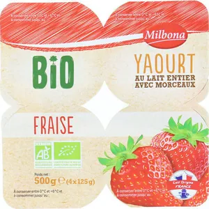 Yaourts avec morceaux fraise bio