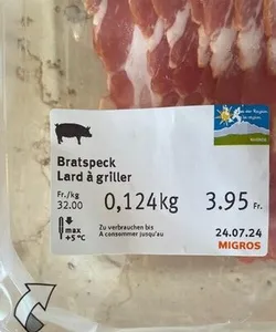 Lard a griller de la région