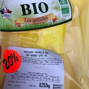 Saucisses de volaille bionaux herbes