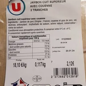 Jambon cuit Supérieur avec couenne