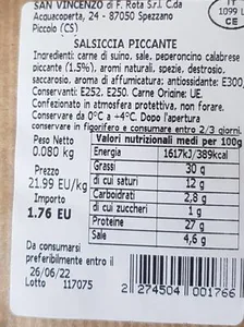 Salsiccia piccante eurospin