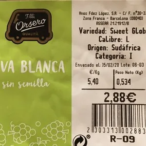 UVA BLANCA sin semillas