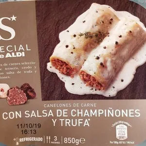 Canelones de carne salsa chanpiñones (special)