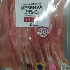 Jamon Serrano Reserva. Lonchas extrafinas