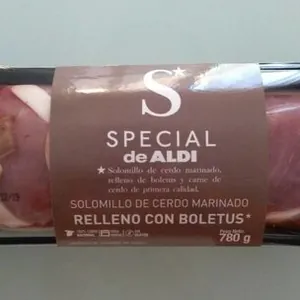 Solomillo de cerdo marinado relleno con boletus