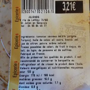 Confinade de tomate pâte à base de tomates séchées