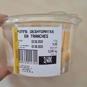 Pommes déshydratées en tranches