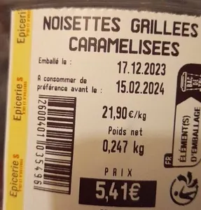 Noisettes grillées caramélisées