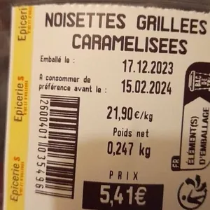 Noisettes grillées caramélisées