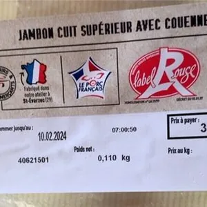 Jambon cuit supérieur avec couenne