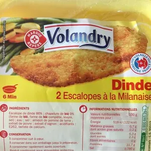 Dinde 2 escalopes à la Milanaise