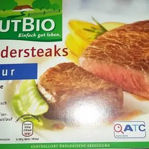 2 Rindersteaks natur, aus der Hüfte, tiefgefroren