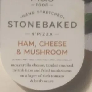 Ham cheese and mushroom stonebaked pizza