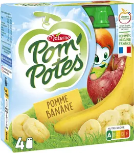 POM'POTES Compotes Gourdes Pomme Banane 4x90g