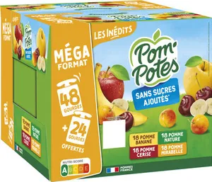 POM'POTES Compotes Gourdes Multivariétés 72x90g 48+24 Offertes