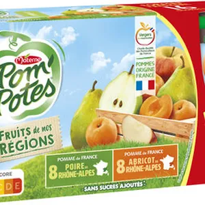POM'POTES Compotes Gourdes P. Poire, P Abricot Rhône-Alpes 16x90g Format Familial