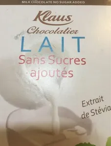 Chocolat au lait sans sucres ajoutés