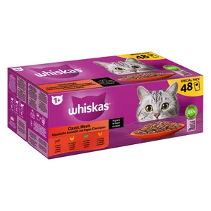 Ekonomipack: Whiskas 1+ portionspåse 48 x 85 g - Klassiskt urval i sås