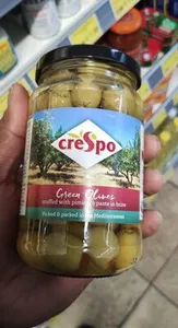 Crespo green olives stuffed with pimento in brine