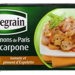 Champignons de Paris au Mascarpone, tomate et piment d\'Espelette