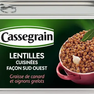 Lentilles cuisinées graisse canard