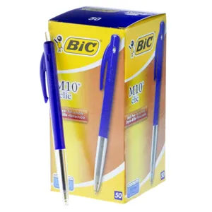 Kulspetspenna BIC Clic M10 blå Dokumentäkta, 50st