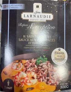 Gambas et saint Jacques sauce aux crustaces