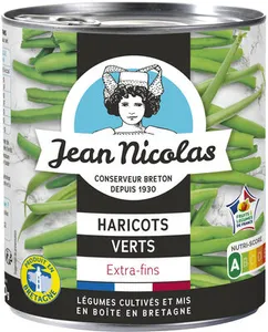 Haricots verts extra fins Produit en Bretagne Jean Nicolas 440g