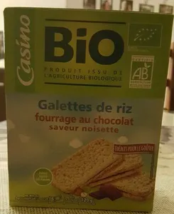 Galettes de riz fourrage au chocolat saveur noisette Casino Bio