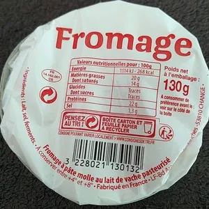 Fromage à pâte molle au lait de vache pasteurisé