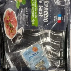 Carpaccio de bœuf marinade au basilic