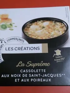 Monique Ranou, Cassolette de St Jacques aux poireaux, 120 g