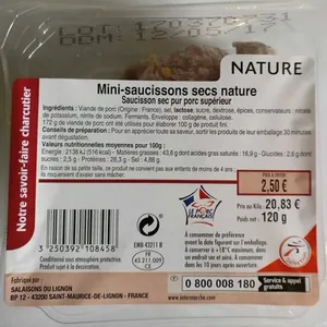 Mini saucissons secs nature