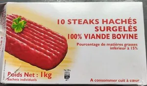 Steaks hachés surgelés 100% viande bovine