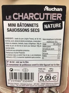 Mini bâtonnets saucissons secs