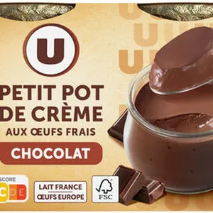 Desserts lactés à la crème aux oeufs frais saveur chocolat 4x100g