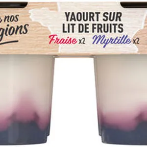 Yaourt sur lit de fraise myrtille - 4x125g