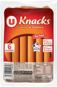 Saucisses de Strasbourg viande de porc française