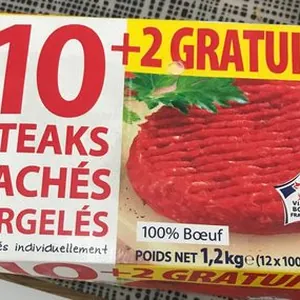 12 Steaks Hachés Surgelés