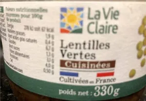 Lentilles vertes cuisinees