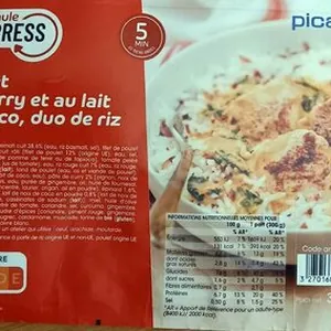 Poulet au curry et au lait de coco, duo de riz