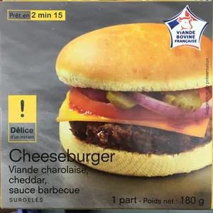 Cheeseburger Viande charolaise, cheddar, sauce barbecue surgelés