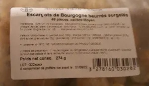 Escargots de Bourgogne beurrés surgelés