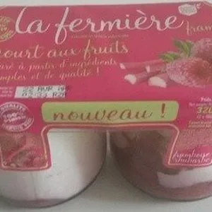 Yaourt brassé framboises rhubarbes