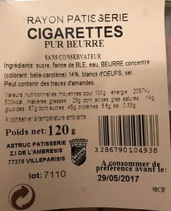 Cigarettes Petit Modèle Pur Beurre