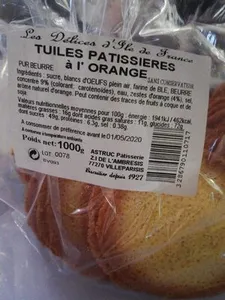 Tuiles pâtissières à l'orange