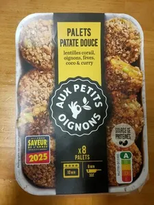 Palets Patate Douce Lentilles corail, oignons, fèves, coco et curry