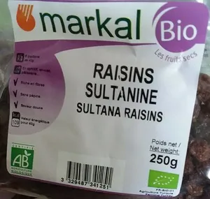 Raisins Sultanines Bio - 250G - Markal
