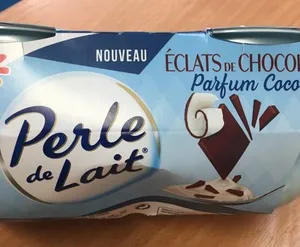 Spécialité laitière sucrée à la noix de coco, aromatisée, aux copeaux de chocolat