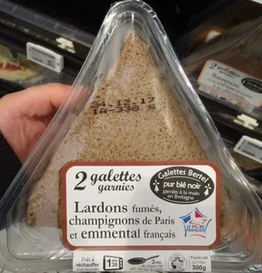 Galettes garnies Lardons fumés, champignons de Paris et emmental français